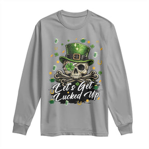 Lets Get Lucked Up Long Sleeve Shirt Lucky Skeleton St Patricks Day TS12 Sport Gray Print Your Wear