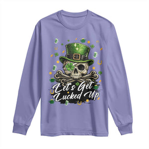 Lets Get Lucked Up Long Sleeve Shirt Lucky Skeleton St Patricks Day TS12 Violet Print Your Wear