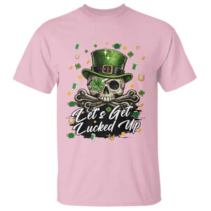 Lets Get Lucked Up T Shirt Lucky Skeleton St Patricks Day TS12 Light Pink Print Your Wear