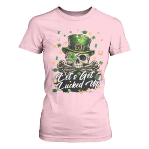 Lets Get Lucked Up T Shirt For Women Lucky Skeleton St Patricks Day TS12 Light Pink Print Your Wear