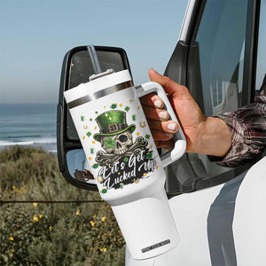Lets Get Lucked Up Tumbler With Handle Lucky Skeleton St Patricks Day TS12 Print Your Wear