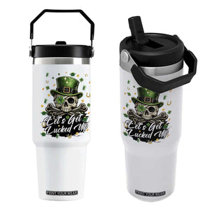 Lets Get Lucked Up Flip Straw Tumbler Lucky Skeleton St Patricks Day TS12 One Size: 30 oz White Print Your Wear