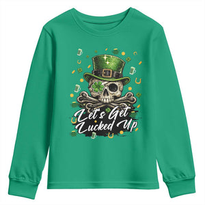 Lets Get Lucked Up Youth Sweatshirt Lucky Skeleton St Patricks Day TS12 Irish Green Print Your Wear
