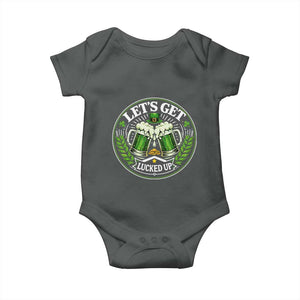 Lets Get Lucked Up Baby Onesie Funny Saint Patricks Day Lucky Drinking TS12 Dark Heather Print Your Wear
