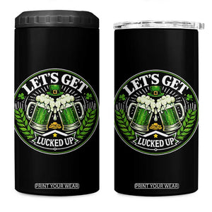 Lets Get Lucked Up 4 in 1 Can Cooler Tumbler Funny Saint Patricks Day Lucky Drinking TS12 One Size: 16 oz Black Print Your Wear