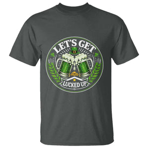 Lets Get Lucked Up T Shirt Funny Saint Patricks Day Lucky Drinking TS12 Dark Heather Print Your Wear