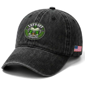 Lets Get Lucked Up Washed Cotton Baseball Cap Funny Saint Patricks Day Lucky Drinking TS12 Print Your Wear