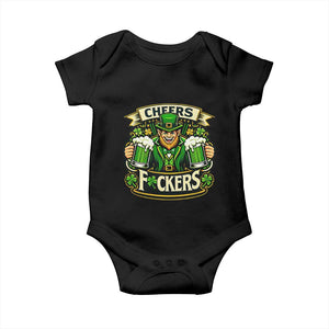 Cheers Fckers Baby Onesie Funny Leprechaun St Patricks Day Party TS12 Black Print Your Wear