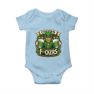 Cheers Fckers Baby Onesie Funny Leprechaun St Patricks Day Party TS12 Light Blue Print Your Wear