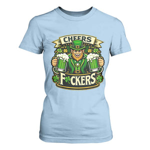 Cheers Fckers T Shirt For Women Funny Leprechaun St Patricks Day Party TS12 Light Blue Print Your Wear