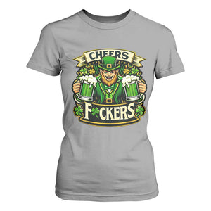 Cheers Fckers T Shirt For Women Funny Leprechaun St Patricks Day Party TS12 Sport Gray Print Your Wear