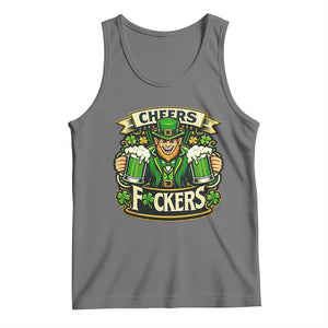 Cheers Fckers Tank Top Funny Leprechaun St Patricks Day Party TS12 Black Heather Print Your Wear