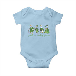 Just A Lucky Goose Baby Onesie Funny St Patricks Day Irish Gift TS12 Light Blue Print Your Wear