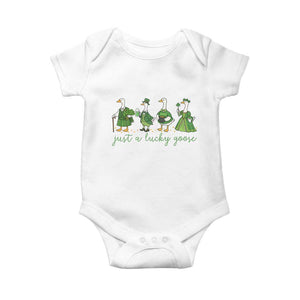 Just A Lucky Goose Baby Onesie Funny St Patricks Day Irish Gift TS12 White Print Your Wear