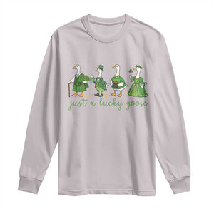 Just A Lucky Goose Long Sleeve Shirt Funny St Patricks Day Irish Gift TS12 Ice Gray Print Your Wear