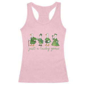 Just A Lucky Goose Racerback Tank Top Funny St Patricks Day Irish Gift TS12 Light Pink Print Your Wear