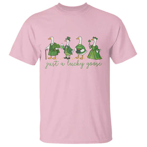 Just A Lucky Goose T Shirt Funny St Patricks Day Irish Gift TS12 Light Pink Print Your Wear