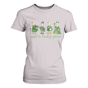 Just A Lucky Goose T Shirt For Women Funny St Patricks Day Irish Gift TS12 Ice Gray Print Your Wear