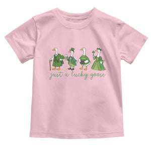 Just A Lucky Goose Toddler T Shirt Funny St Patricks Day Irish Gift TS12 Light Pink Print Your Wear