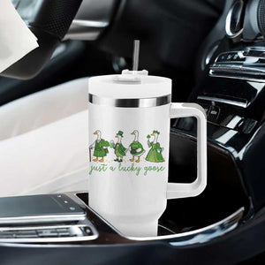 Just A Lucky Goose Tumbler With Handle Funny St Patricks Day Irish Gift TS12 Print Your Wear