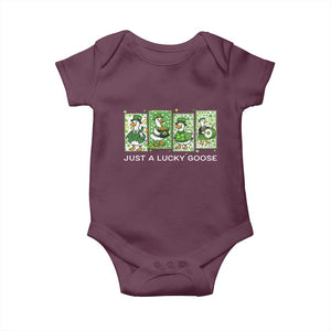 Just A Lucky Goose Baby Onesie Funny Irish Crew St Patricks Day TS12 Maroon Print Your Wear