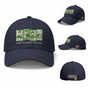 Just A Lucky Goose Baseball Cap Funny Irish Crew St Patricks Day TS12 Baseball Cap Universal Fit Navy Print Your Wear