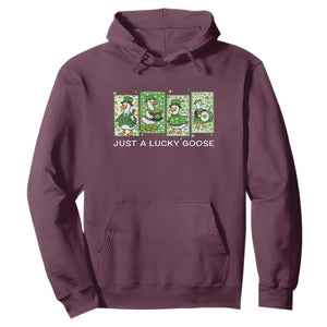 Just A Lucky Goose Hoodie Funny Irish Crew St Patricks Day TS12 Maroon Print Your Wear