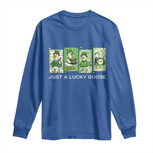 Just A Lucky Goose Long Sleeve Shirt Funny Irish Crew St Patricks Day TS12 Royal Blue Print Your Wear