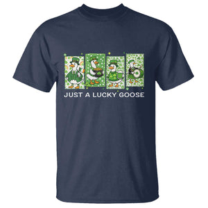 Just A Lucky Goose T Shirt Funny Irish Crew St Patricks Day TS12 Navy Print Your Wear