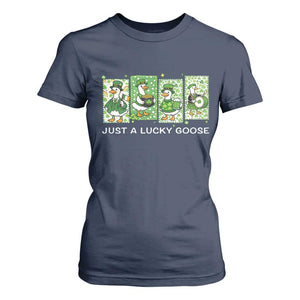 Just A Lucky Goose T Shirt For Women Funny Irish Crew St Patricks Day TS12 Navy Print Your Wear