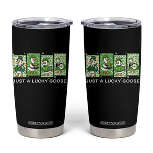 Just A Lucky Goose Tumbler Cup Funny Irish Crew St Patricks Day TS12 Black Print Your Wear