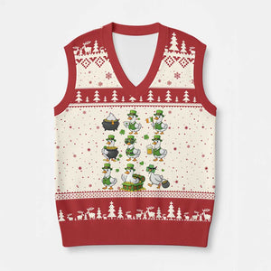 St Patricks Day Goose Crew Irish Celebration V-Neck Knit Sweater Vest TS12 Beige Red Print Your Wear