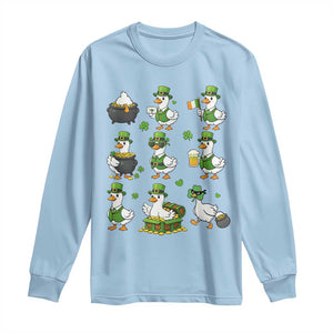 St Patricks Day Goose Crew Irish Celebration Long Sleeve Shirt TS12 Light Blue Print Your Wear