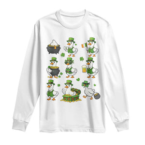 St Patricks Day Goose Crew Irish Celebration Long Sleeve Shirt TS12 White Print Your Wear