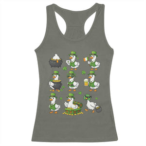 St Patricks Day Goose Crew Irish Celebration Racerback Tank Top TS12 Military Green Print Your Wear