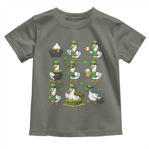 St Patricks Day Goose Crew Irish Celebration Toddler T Shirt TS12 Military Green Print Your Wear