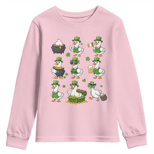 St Patricks Day Goose Crew Irish Celebration Youth Sweatshirt TS12 Light Pink Print Your Wear