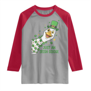 Just An Irish Goose Raglan Shirt Funny St Patricks Day TS12 Sport Gray Red Print Your Wear