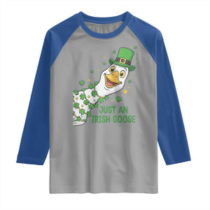 Just An Irish Goose Raglan Shirt Funny St Patricks Day TS12 Sport Gray Royal Print Your Wear