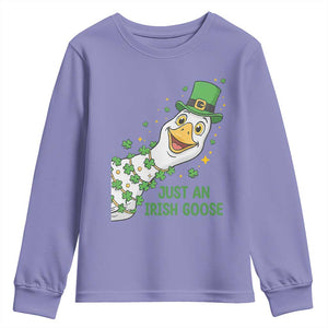 Just An Irish Goose Youth Sweatshirt Funny St Patricks Day TS12 Violet Print Your Wear