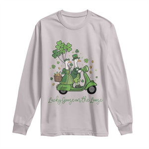 Lucky Goose On The Loose Long Sleeve Shirt St Patricks Day Irish Pride TS12 Ice Gray Print Your Wear