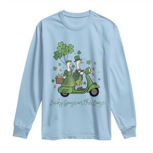 Lucky Goose On The Loose Long Sleeve Shirt St Patricks Day Irish Pride TS12 Light Blue Print Your Wear