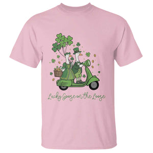 Lucky Goose On The Loose T Shirt St Patricks Day Irish Pride TS12 Light Pink Print Your Wear