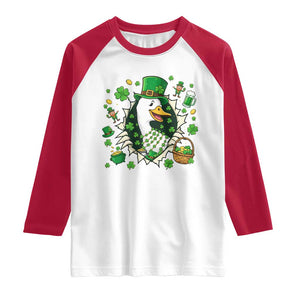 Funny Silly Irish Goose Raglan Shirt St Patricks Day Celebration TS12 White Red Print Your Wear