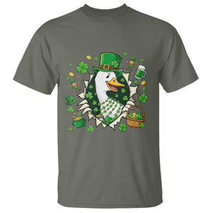 Funny Silly Irish Goose T Shirt St Patricks Day Celebration TS12 Military Green Print Your Wear