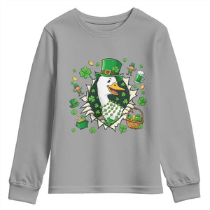 Funny Silly Irish Goose Youth Sweatshirt St Patricks Day Celebration TS12 Sport Gray Print Your Wear