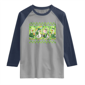 Funny Silly Irish Goose Raglan Shirt St Patricks Day Goose Lover Gift TS12 Sport Gray Navy Print Your Wear