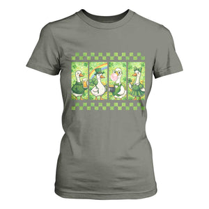 Funny Silly Irish Goose T Shirt For Women St Patricks Day Goose Lover Gift TS12 Military Green Print Your Wear