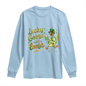 Retro Clover Duck Long Sleeve Shirt Lucky Goose On The Loose TS12 Light Blue Print Your Wear