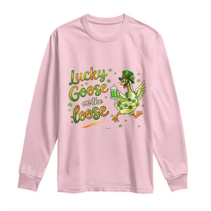 Retro Clover Duck Long Sleeve Shirt Lucky Goose On The Loose TS12 Light Pink Print Your Wear